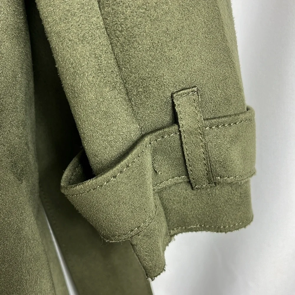 Philosophy faux leather trench belt wrap Sz M olive green - Picture 8 of 13